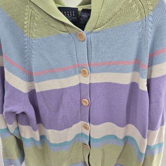 Crazy Horse A Liz Claiborne Company Pastel 100% Cotton Colorblock Cardigan 3/3x - Picture 3 of 9